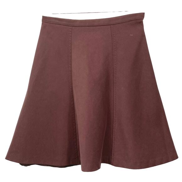 NWOT VANESSA BRUNO Skirt S Paris Brown A Line Stitch Detail Lined